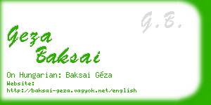 geza baksai business card